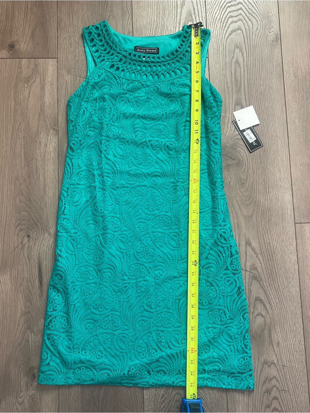 NWT Jessica Howard 4P Teal Green Crochet Lace Sleeveless Cocktail Dress - Picture 8 of 9